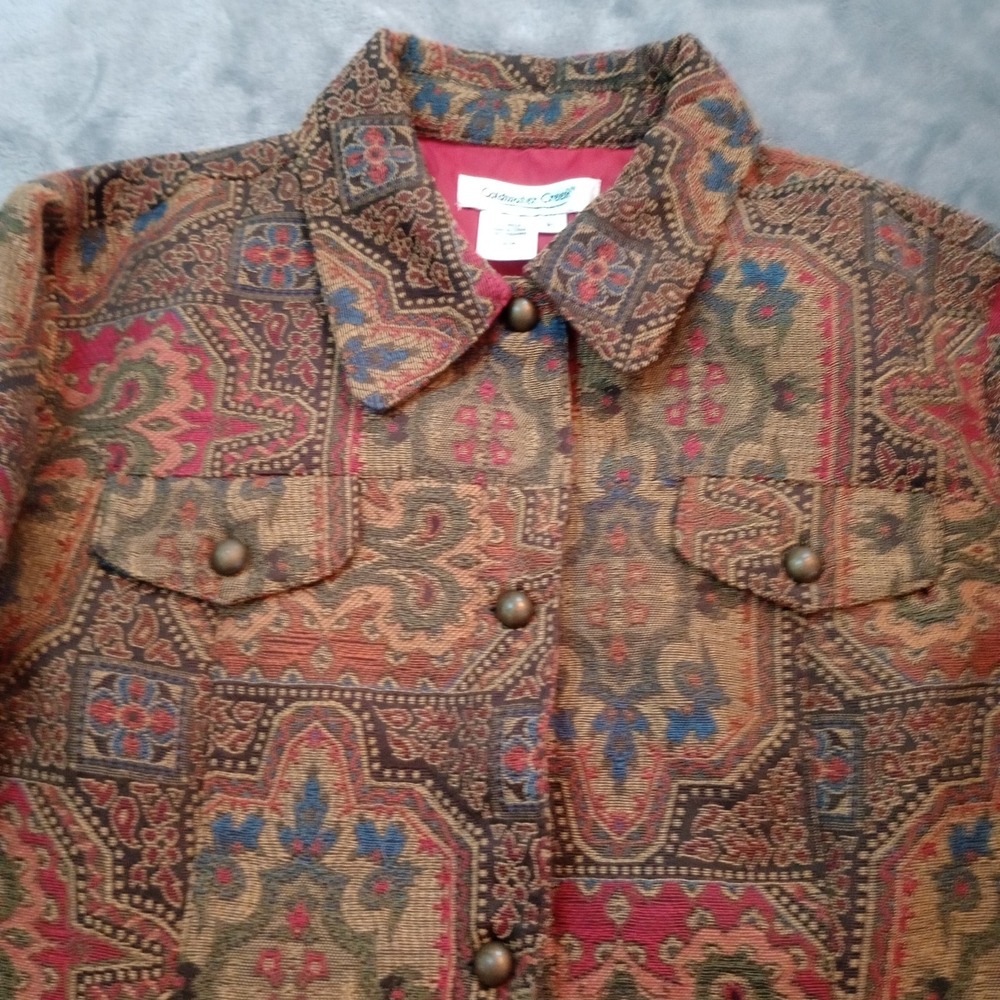 Coldwater Creek Tapestry Brocade Jacket Womens Sz Petite‎ Large Patchwork